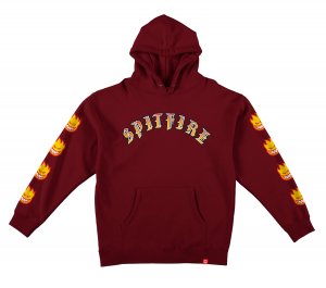 SPITFIRE Felpa con Cappuccio Old e Bighead Fill Sleeve Dark Red