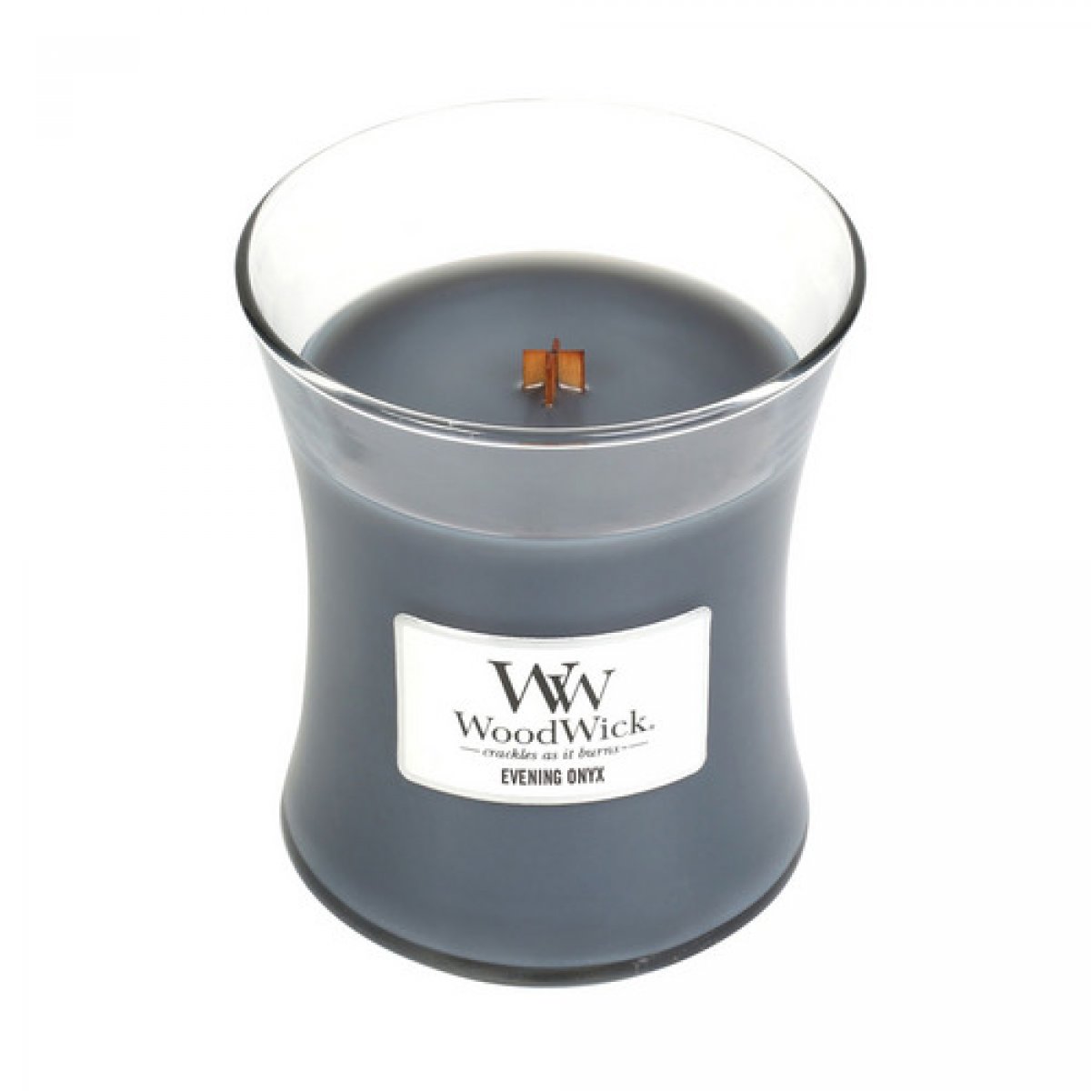 Candela a clessidra media Evening Onyx Woodwick - 658 g