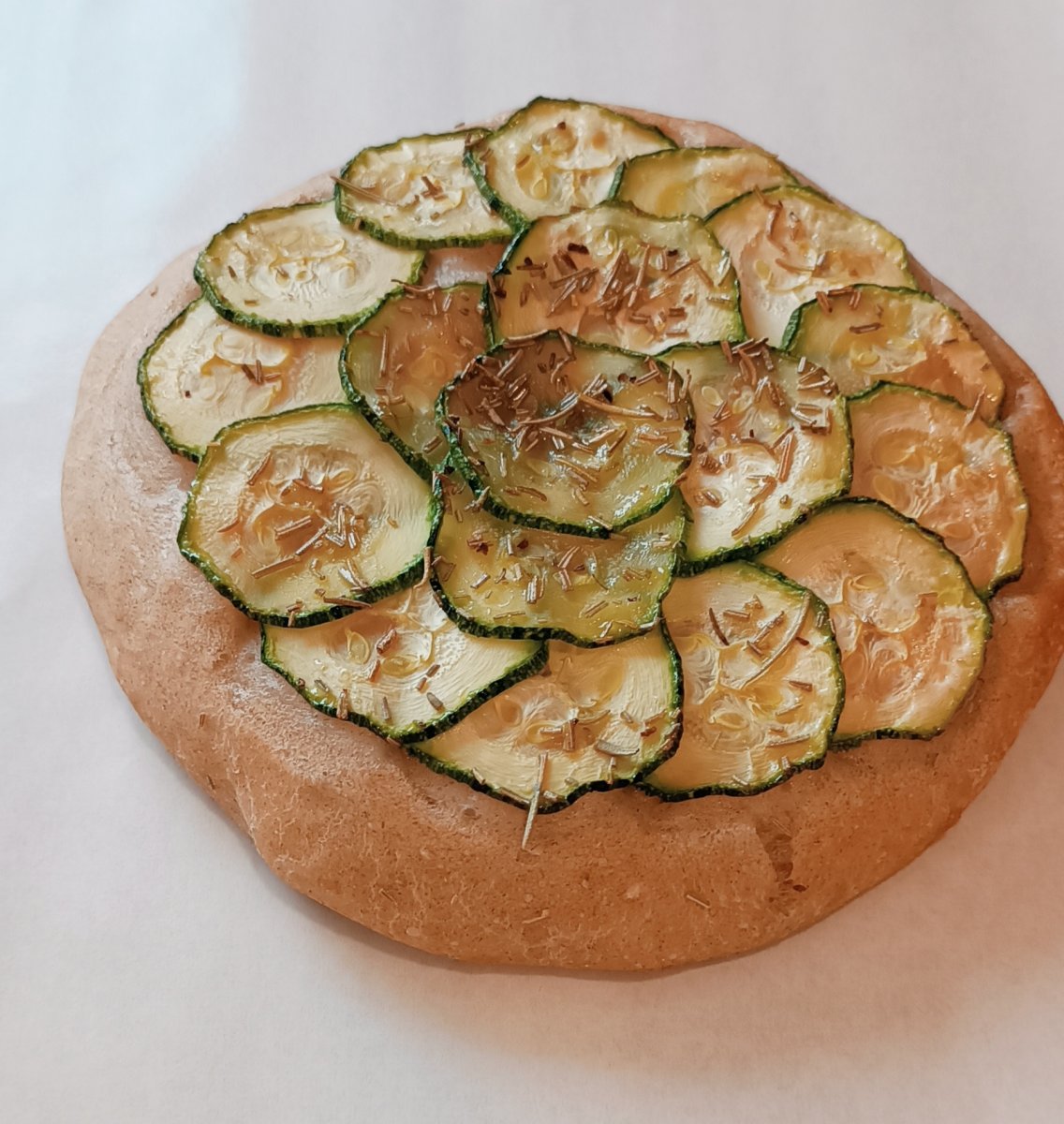 Focaccia di grani antichi bio con zucchine Spianata farcita