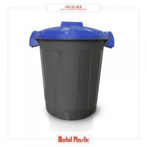 BIDONE RACCOLTA DIFFERENZIATA GRIGIO CON COPERCHIO BLU CHIUSURA A CLIP 25 LT