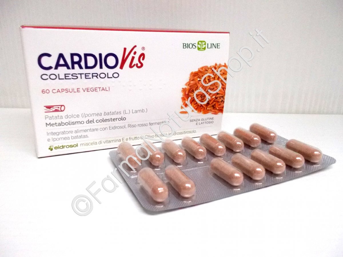 CardioVis® Colesterolo 60 Compresse - Bios Line CardioVis® Colesterolo è un integratore alimentare a base di Riso Rosso fermentato ed altri estratti fitoterapici, utile per il metabolismo di trigliceridi e colesterolo. 60 compresse