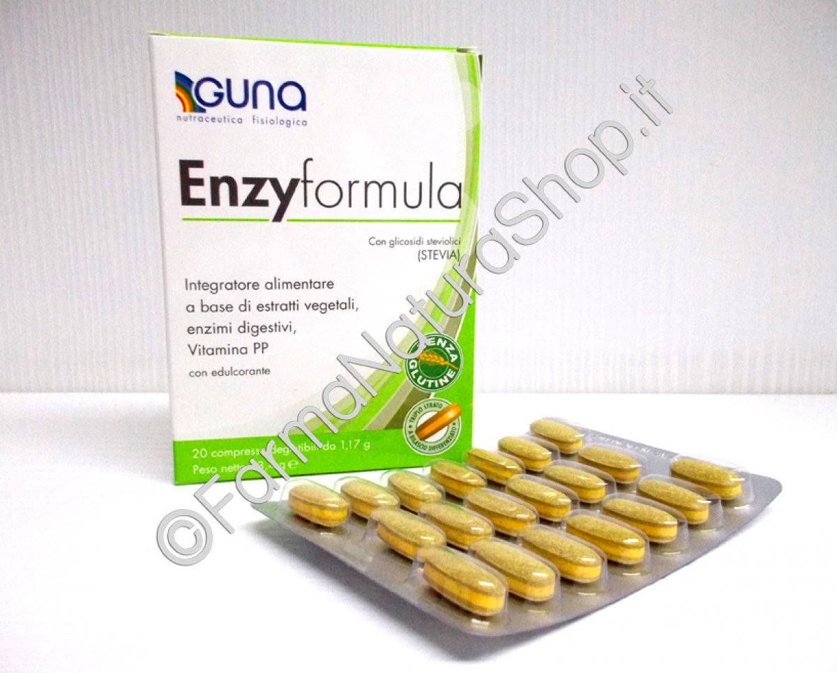 GUNA ENZYFORMULA LA COMPOSIZIONE IDEALE DI ENZIMI ED ESTRATTI VEGETALI A RILASCIO DIFFERENZIATO - 20 COMPRESSE