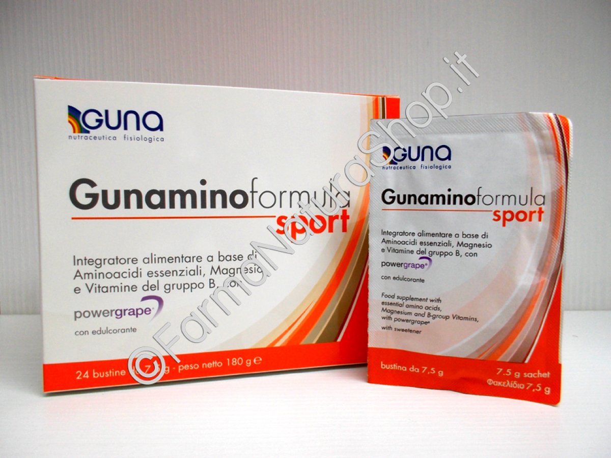 GUNA GUNAMINO FORMULA SPORT 24 Bustine La composizione ideale e bilanciata per l’integrazione nutrizionale dello sportivo. 24 bustine da 7,5 g