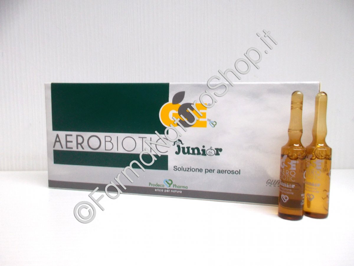 GSE Aerobiotic Junior - Prodeco Pharma Soluzione, nebulizzabile tramite apparecchio per aerosol, formulato per l’età pediatrica, a base di Estratto di semi di Pompelmo, Echinacea, Drosera, Pino mugo e Timo. Confezione: 10 fiale monouso da 5 ml per aerosol pronte per l’uso.