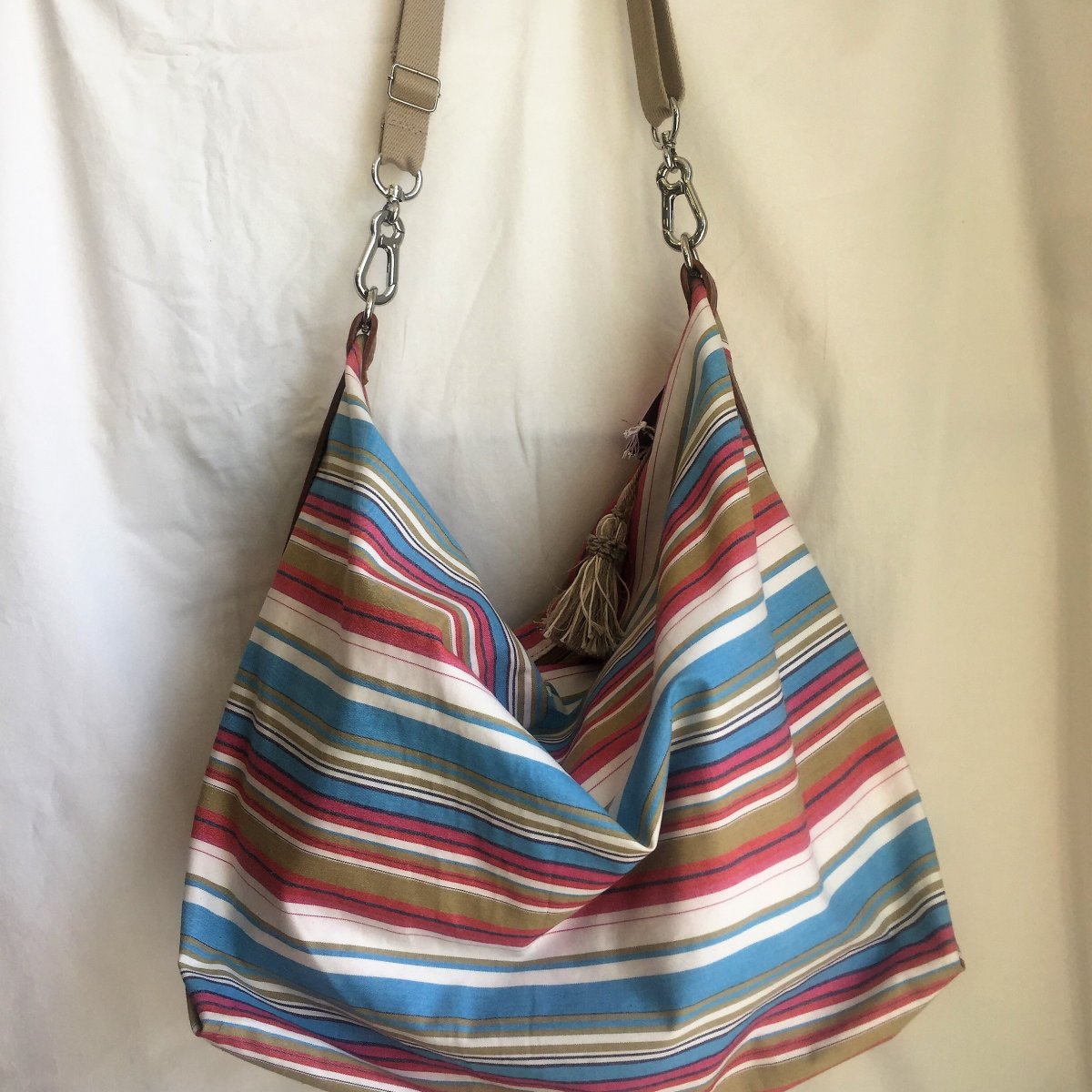 Borsa mare tessuto rigato