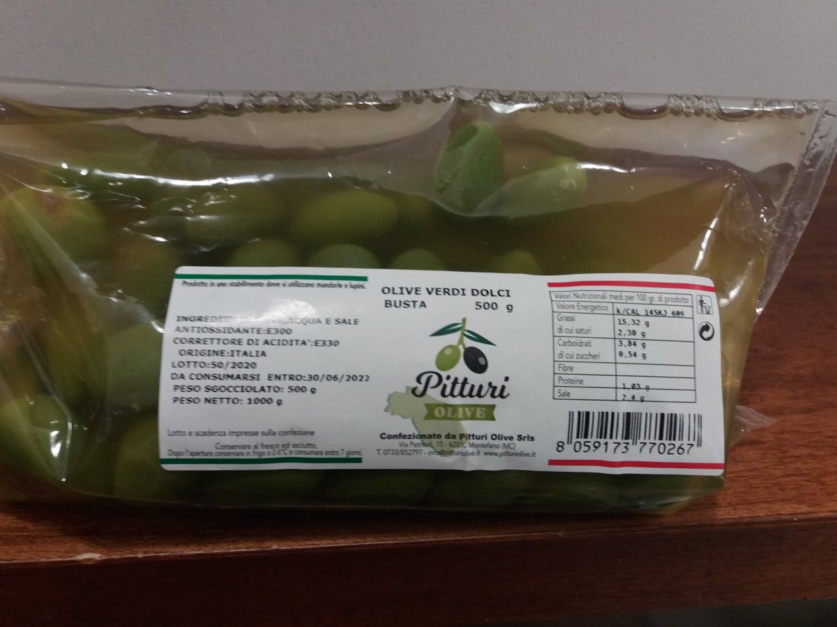 olive verdi dolci 0,5 kg sgocciolate