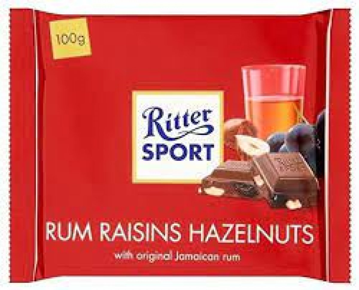 cioccolato rum uvetta e nocciole 100gr ritter sport