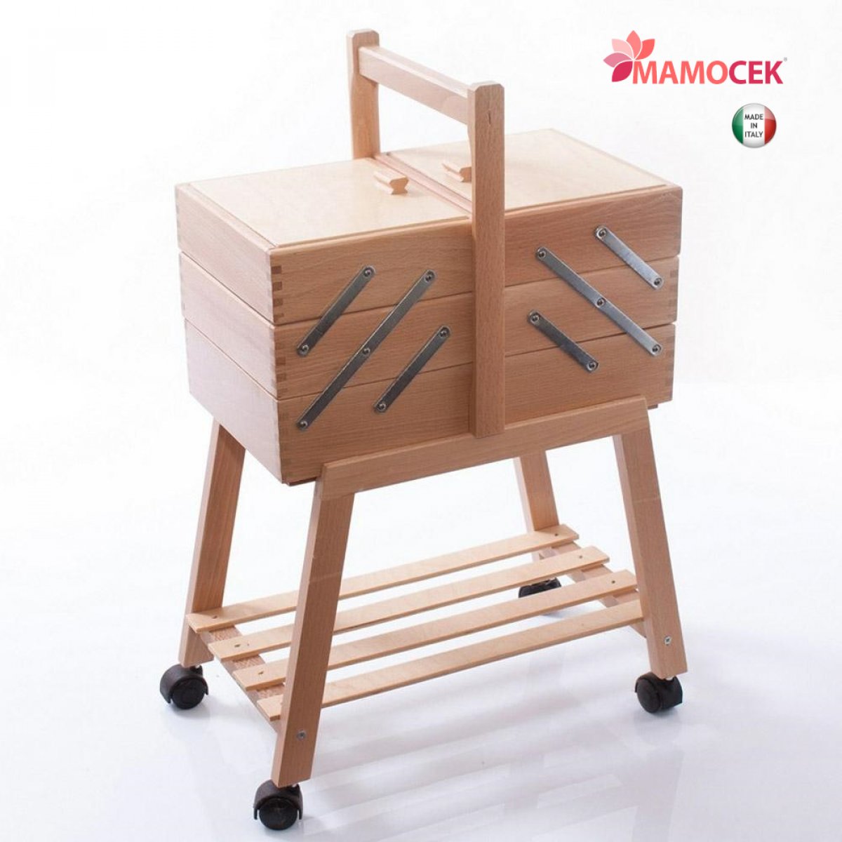 PORTALAVORO Legno 3 piani con ruote 