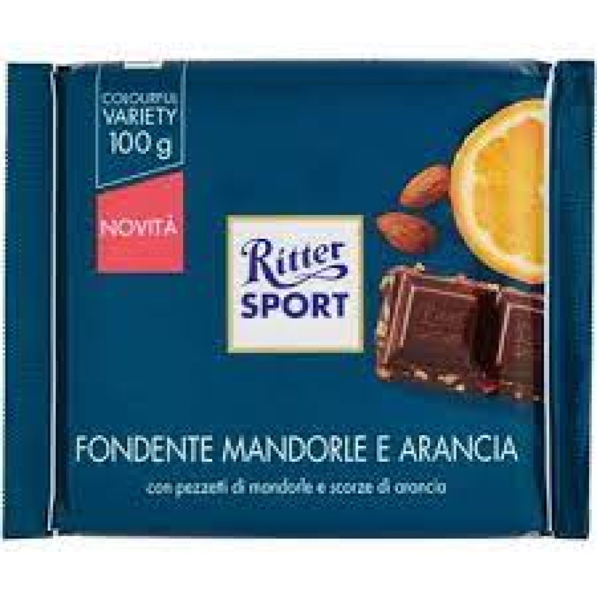 cioccolato fondente mandorle e arancia 100gr ritter sport