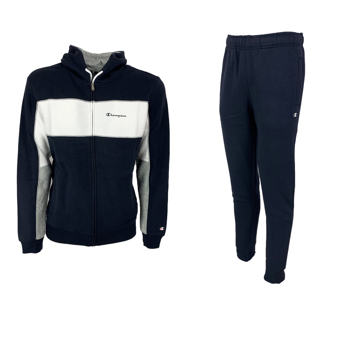 Champion tuta da ginnastica felpata con cappuccio art.216691 col.bs501 blu