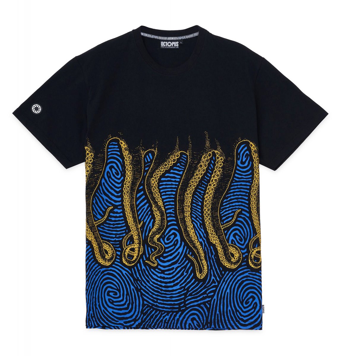 OCTOPUS Brand T-Shirt Fingerz Tee Black Blue Yellow OCTOPUS Brand