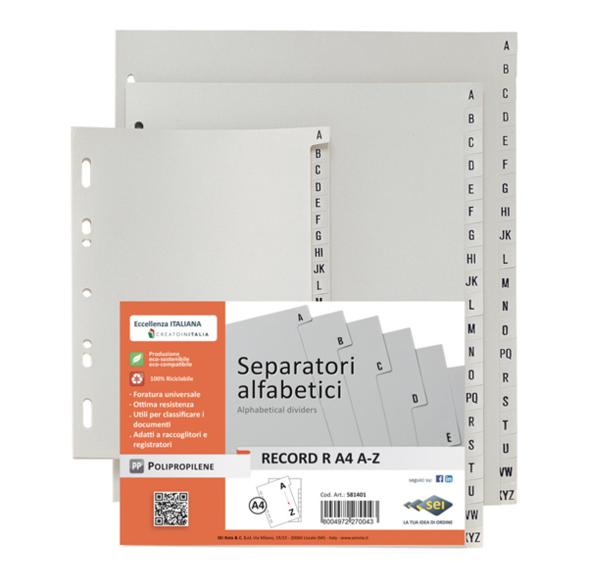 Separatore alfabetico A/Z - A5 - grigio -