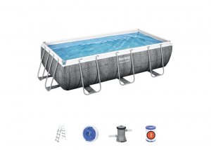 Piscina Power Steel rettangolare rattan 488X244X122 cm - Bestway