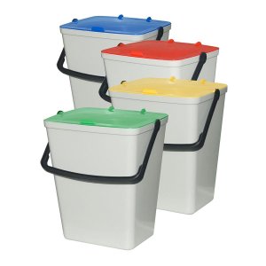 KIT 4 SECCHI DA 15 LITRI CADAUNO CON MANIGLIA E COPERCHIO COLORATO L305X 265XH 355 MM