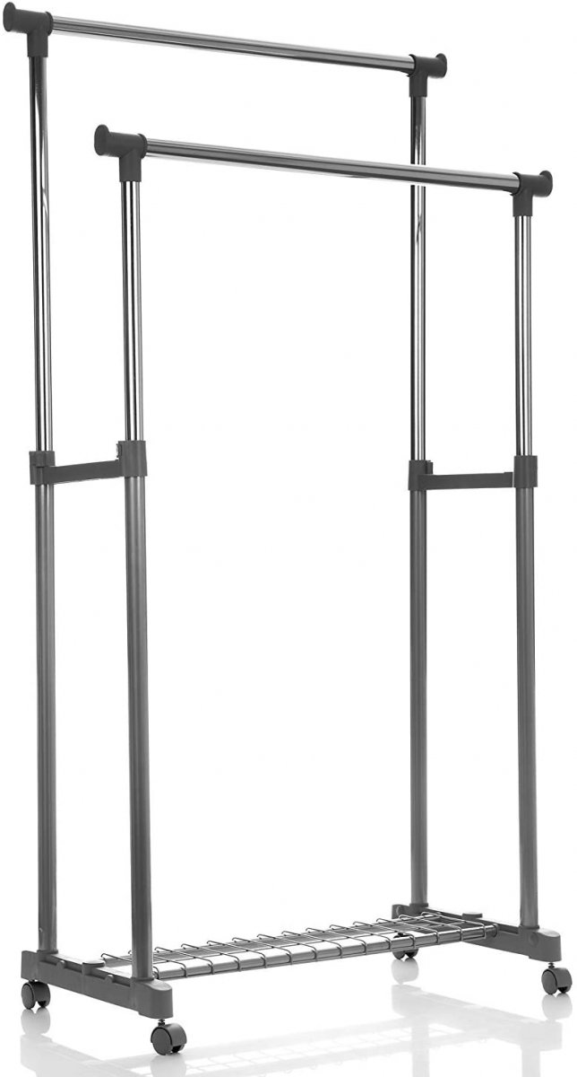 Compactor Alex - Appendiabiti doppio in acciaio, con altezza regolabile, colore: grigio/argento DEFAULT