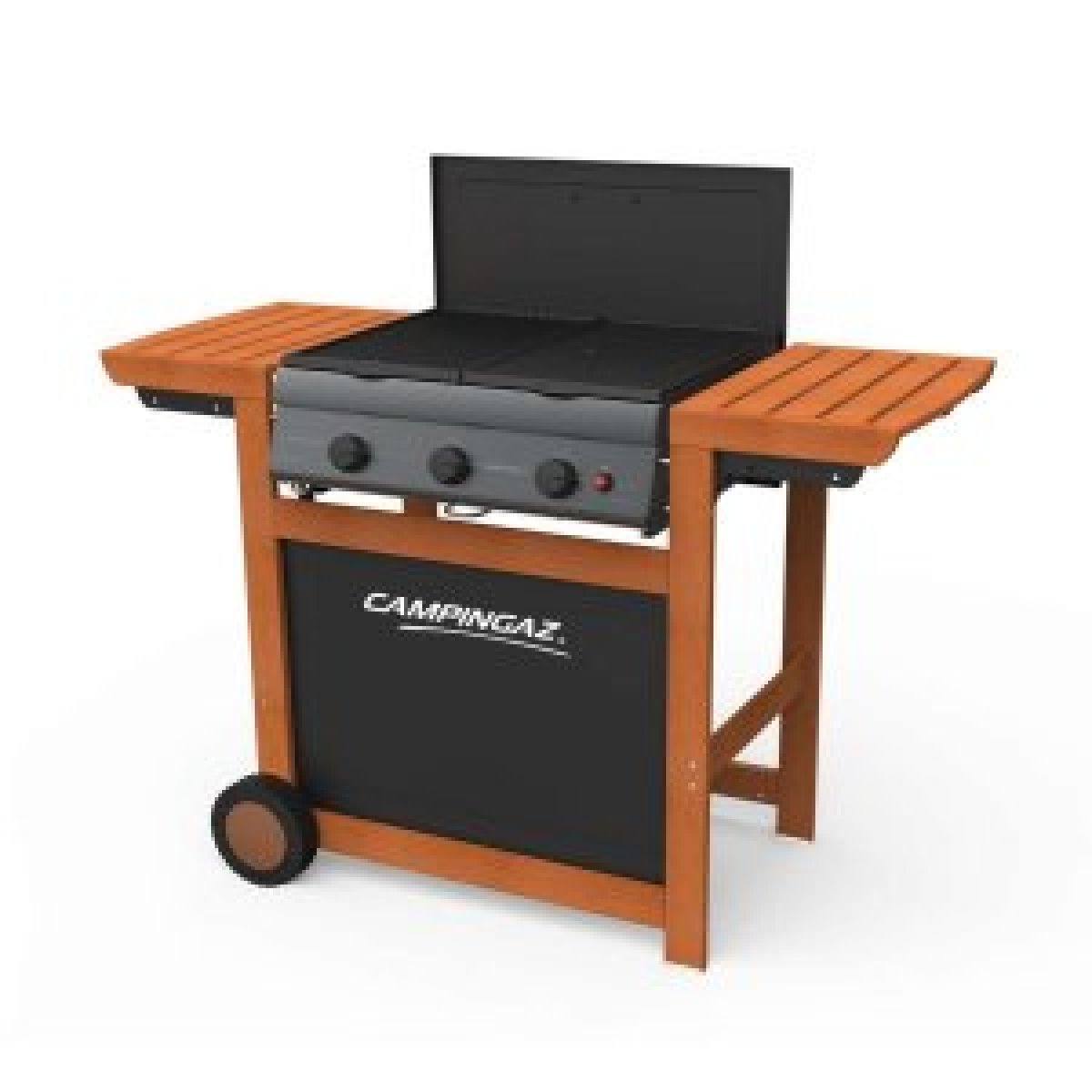 Campingaz Barbecue Gas Adelaide 3 Woody, Grill Barbecue a Gas a 3 Bruciatore, Potenza di 14 kW, Griglie in Acciaio, 2 Tavoli a Lato, Chiaro DEFAULT