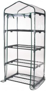 VERDELOOK Serra a 4 ripiani in acciaio verniciato + telo in PVC, 69x49x157 cm