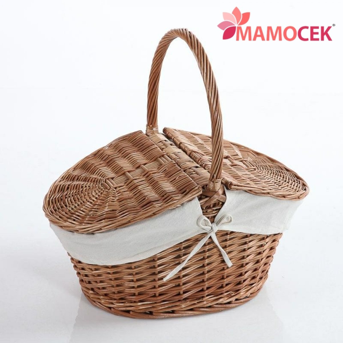 CESTINO Pic-nic ovale cesto vimini intero foderato cm.53x35 portalavoro