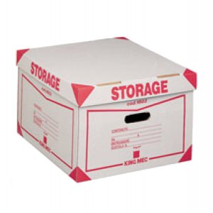 Scatola Storage - con coperchio - 38,5x26,4x39,7 cm - bianco e rosso - 1603