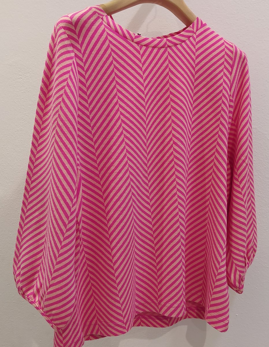 MAGLIA VISCOSA POLSO SBUFFO FANTASIA FUXIA SALMONE