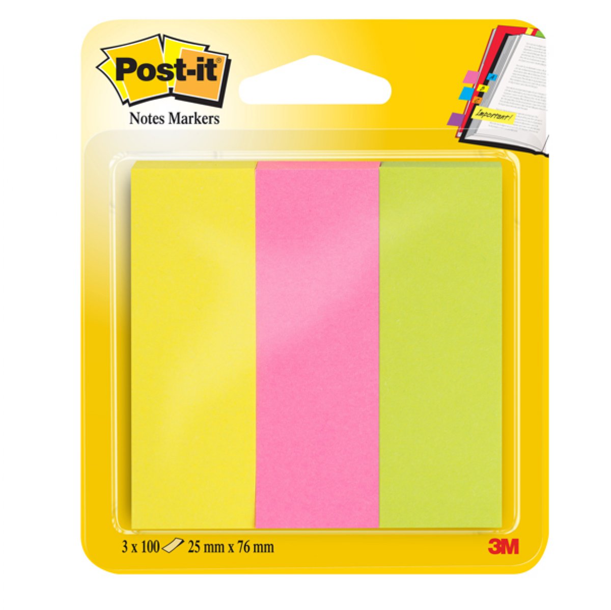 Segnapagina Post it® in carta  - 3 colori Neon - Post it® - conf. 300 pezzi 