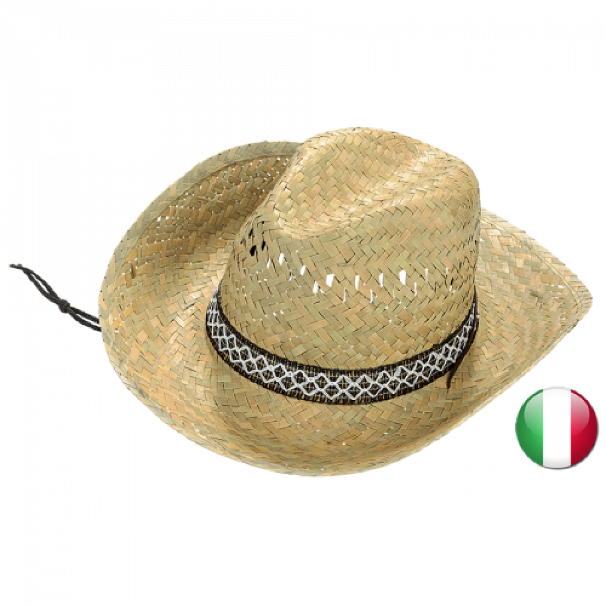 CAPPELLO IN PAGLIA CON CORDINO TEXANO 100% PAGLIA NATURALE