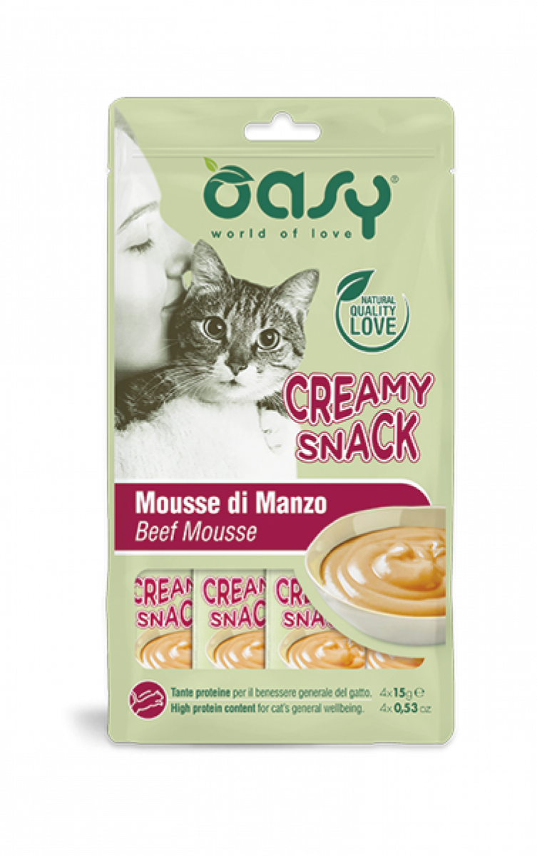 OASY GATTO SNACK mousse MANZO 4 X 15gr