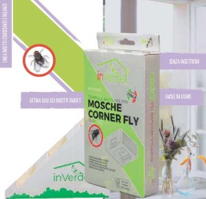 Trappola insetticida angolare per mosche - Confezione: 2 trappole in un flow-pack trasparente in plastica PP