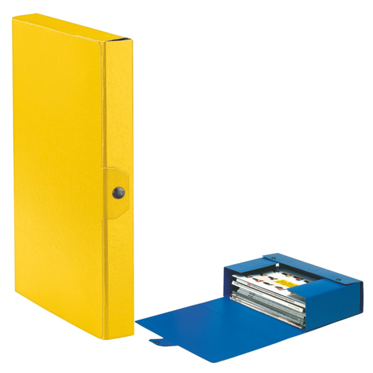 Scatola archivio  - dorso 6 cm - 25x35 cm - giallo - con automatico 