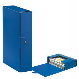 Scatola archivio  - dorso 8 cm - 25x35 cm - blu - con automatico