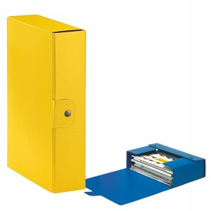 Scatola archivio  - dorso 8 cm - 25x35 cm - giallo - con automatico