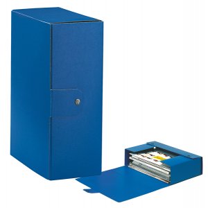 Scatola archivio  - dorso 14 cm - 25x35 cm - blu - con automatico