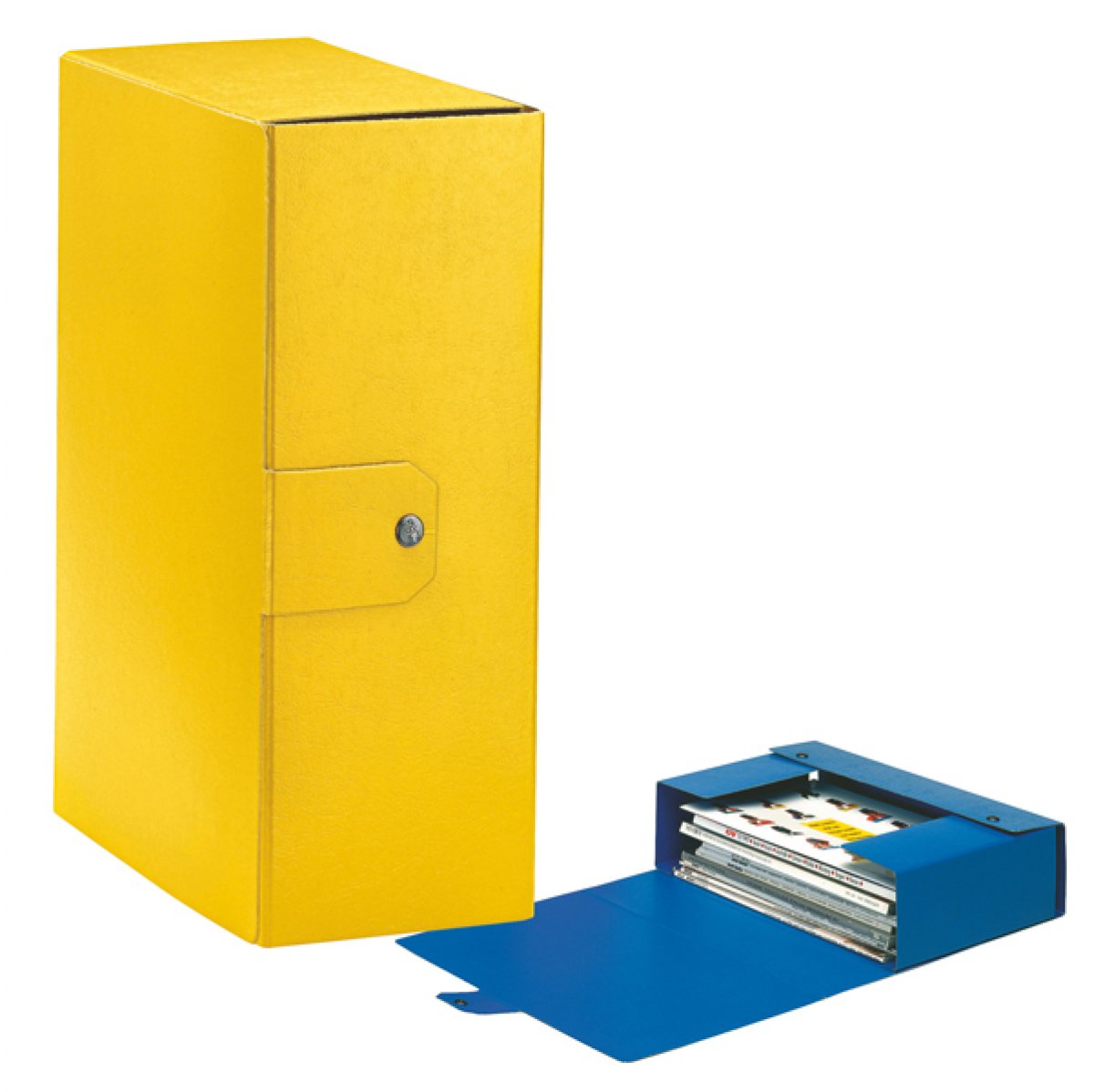 Scatola archivio  - dorso 14 cm - 25x35 cm - giallo - con automatico 