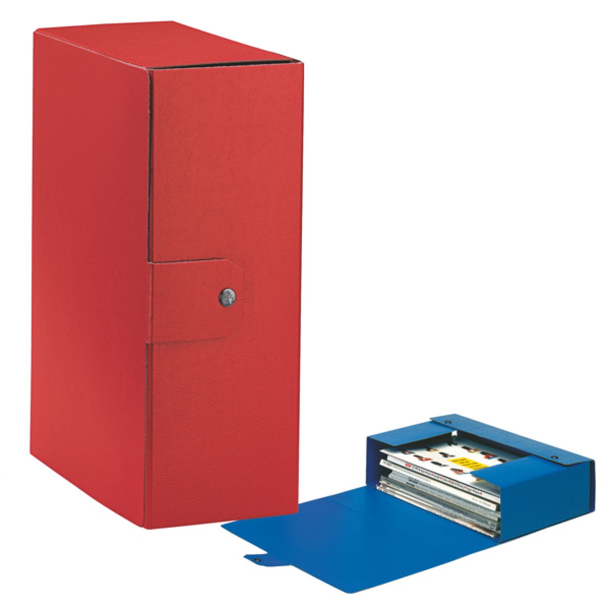 Scatola archivio - dorso 12 cm - 25x35 cm - rosso - con automatico