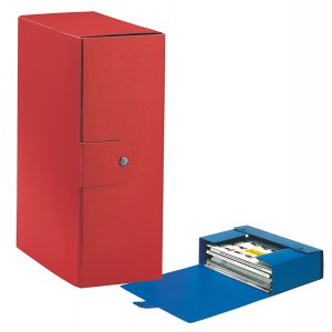 Scatola archivio  - dorso 12 cm - 25x35 cm - rosso - con automatico