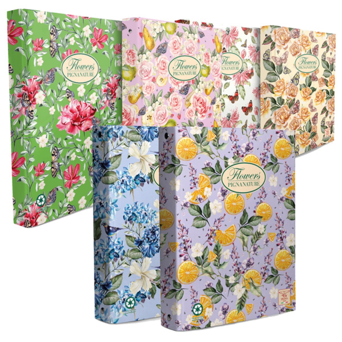 Raccoglitore Nature Flowers - A4 - 27x32cm - 4anelli - dorso 4cm - Pigna 