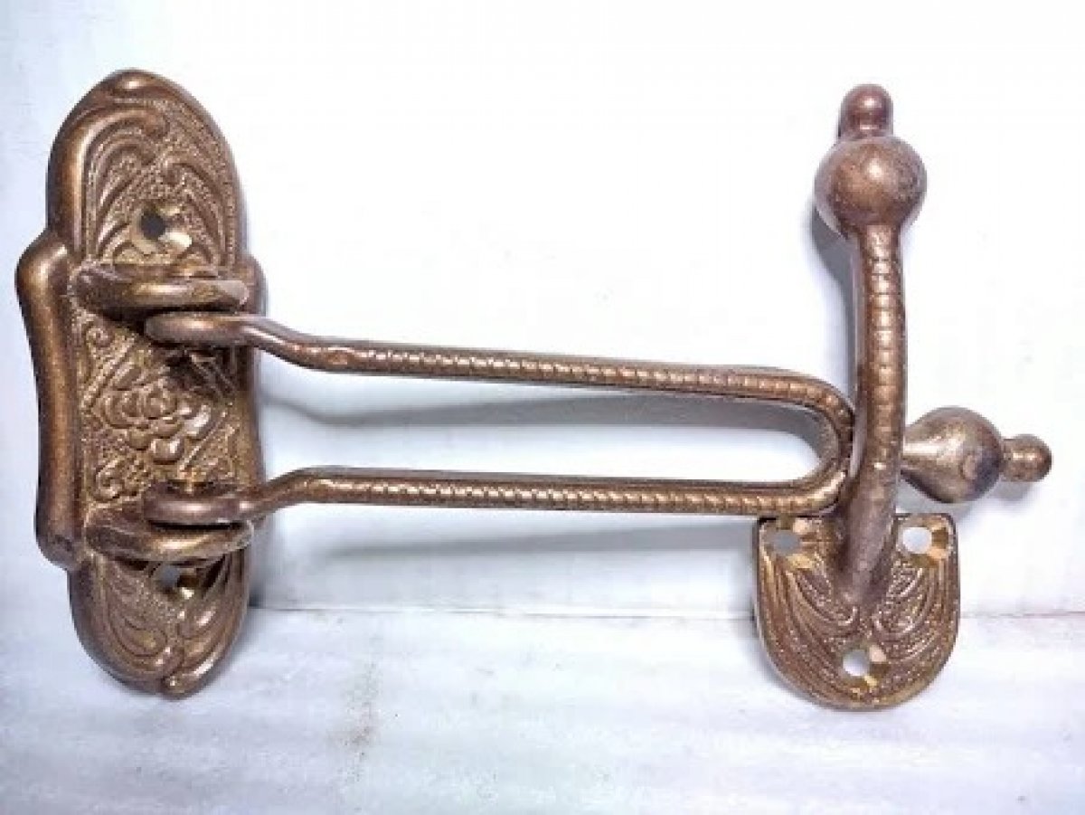 GANCIO SICUREZZA FERMAPORTA mod.ROMA mm.130 OTTONE BRONZATO BAROCCO CIV