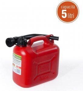 Tanica in plastica Rossa per Carburante con boccaglio, capienza 5 Litri