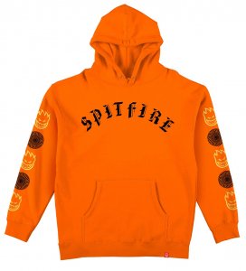 SPITFIRE Felpa con Cappuccio Old e Combo Fill Sleeve Safety Orange