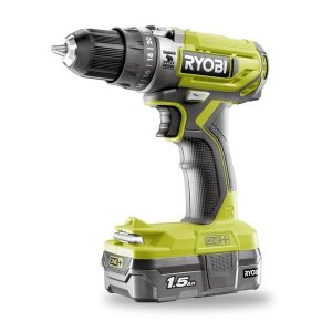 Trapano avvitatore a percussione, 1 batteria 1,5 Ah, mandrino autoserrante 10 mm, 2 velocità, 24 regolazioni di coppia max 40Nm, luce led, in dotazione borsa e caricabatterie.