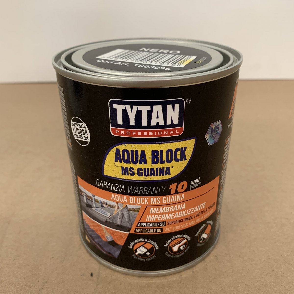 GUAINA LIQUIDA NERA IMPERMEABILIZZANTE 1 KG AQUA BLOCK - MS GUAINA COLORE NERO TYTAN 1 kg