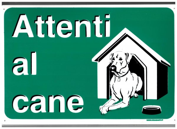 Cartello PVC 200X300 mm ATTENTI AL CANE sfondo verde