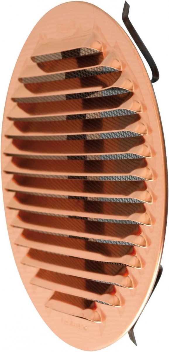 GRIGLIA DI VENTILAZIONE UNIVERSALE Ø 235 MM IN RAME con rete anti insetti e molle per il fissaggio - Diametro d'azione Ø 160 - 200 mm