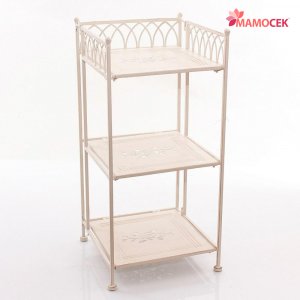 SCAFFALE Portatutto libreria etagere ferro bianco 3 piani cm.29x30 h61 shabby