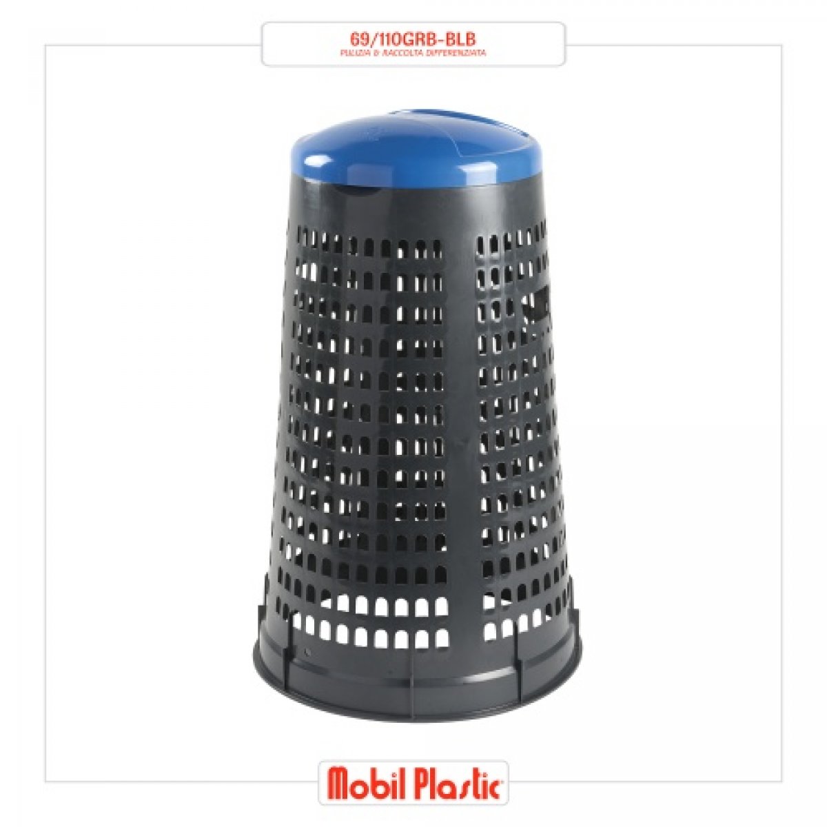 TRESPOLO PORTASACCO RACCOLTA DIFFERENZIATA COLORE GRIGIO + COPERCHIO BLU 110 LITRI MOBIL PLASTIC