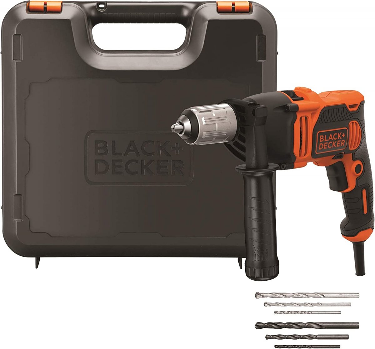 Trapano a Percussione a 2 velocità Meccaniche + 6 Extra Punte in Valigetta, 850W Black+Decker