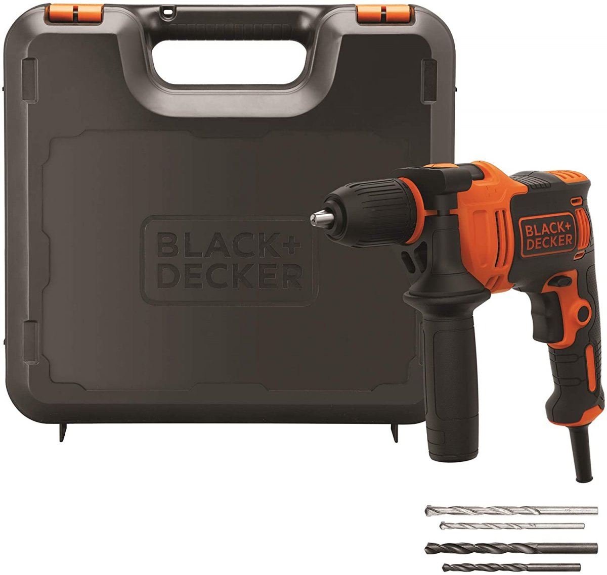TRAPANO A PERCUSSIONE COMPACT 710W+VALIGETTA+4 PUNTE Black+Decker