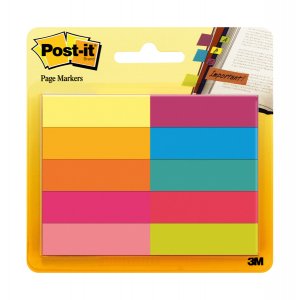 Segnapagina Post it® in carta - 12,7x44 mm - 10 colori assortiti - Post it® - conf. 500 pezzi