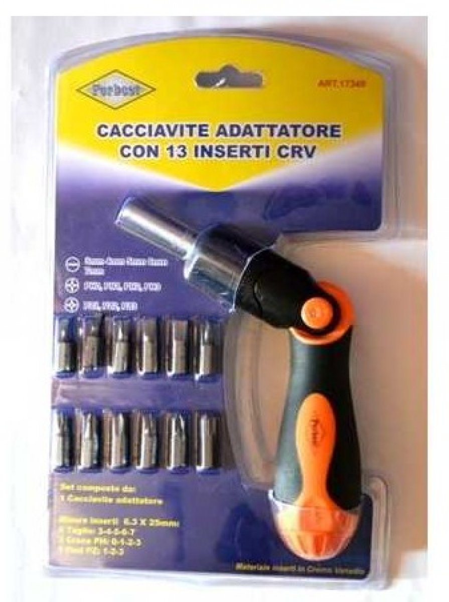 CACCIAVITE ADATTATORE con 13 INSERTI CRV IN CROMO VANADIO FORBEST