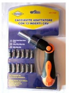 CACCIAVITE ADATTATORE con 13 INSERTI CRV IN CROMO VANADIO